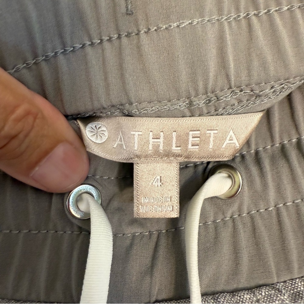 Athleta women Heather Gray Joggers linen elastic stretch waist size 4 - Picture 4 of 8